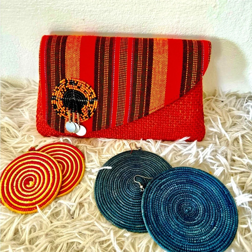 West African Beaded Straw Clutch